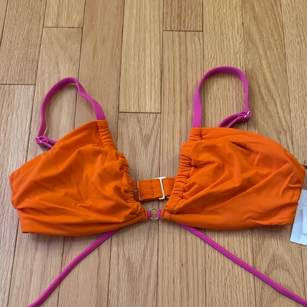 Shade & Shore Orange and Pink Bikini Top